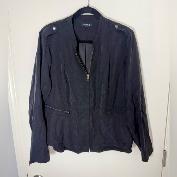torrid Jackets & Blazers - Torrid‎ Black Long Sleeve Zip Up Peplum Moto Jacket Plus Size 1X